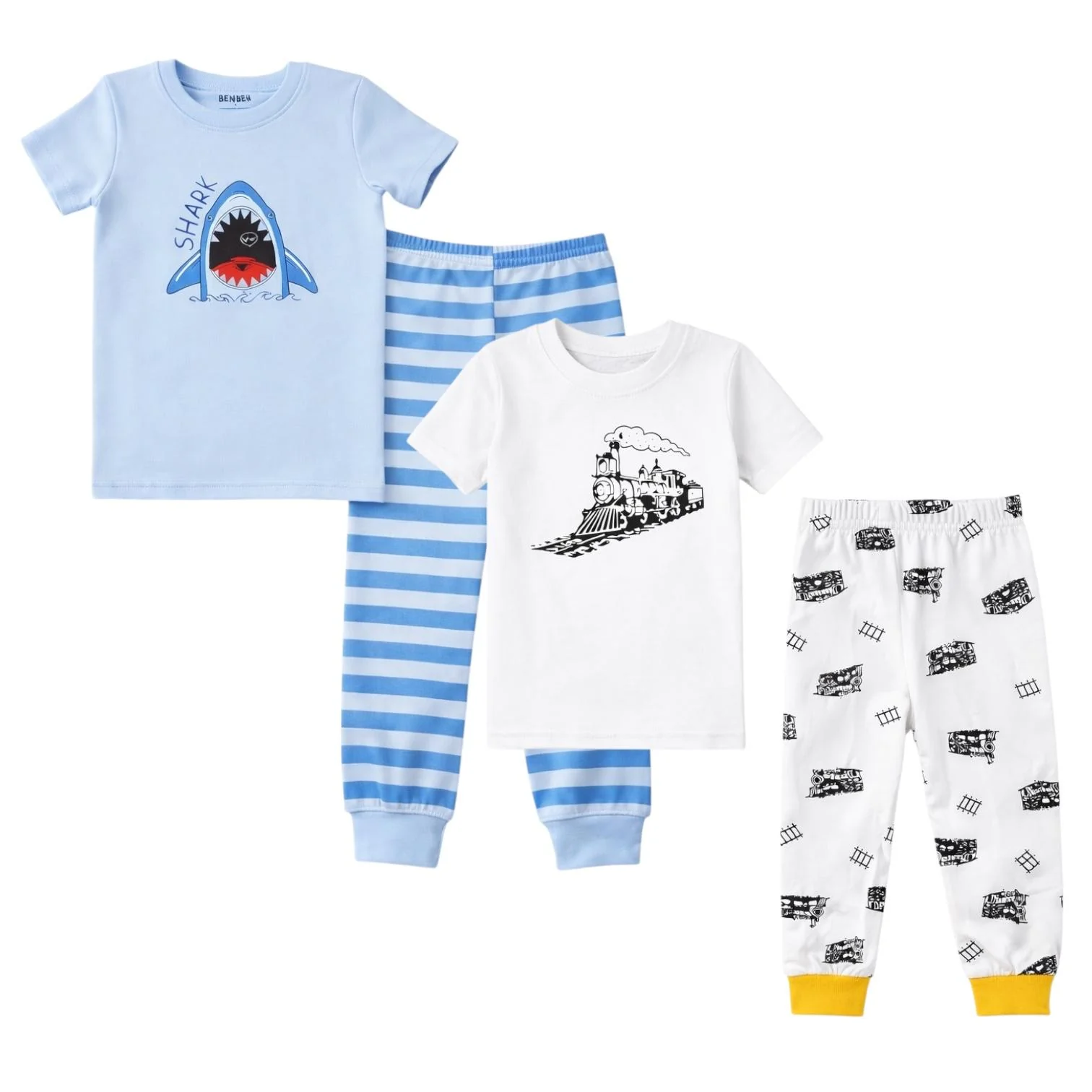 Fast Kids and Toddlers Boys Soft 2 Pack Pajama Sets Snug Fitted Ultra Soft Sleepwear Sets Short Sleeve Relaxed