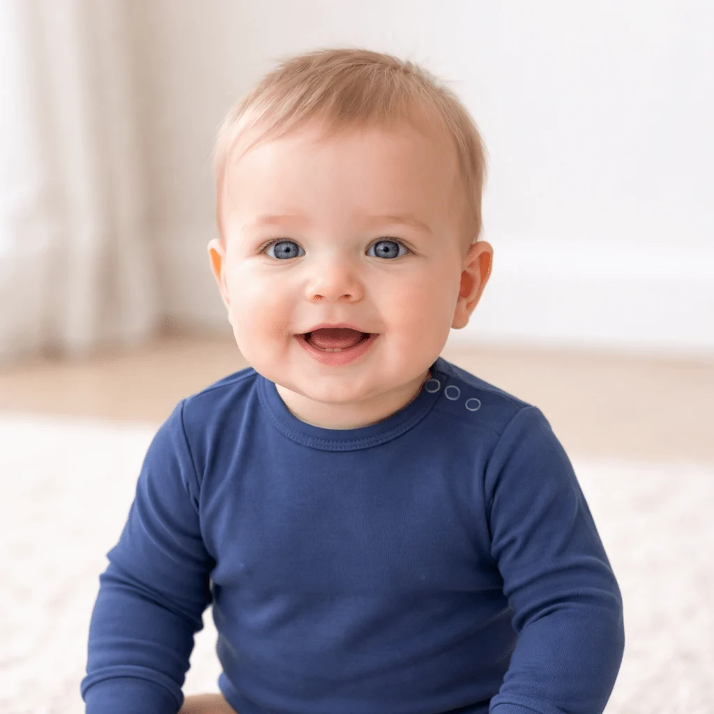 User-Friendly Blue Titan Long Sleeve Bodysuit Organic