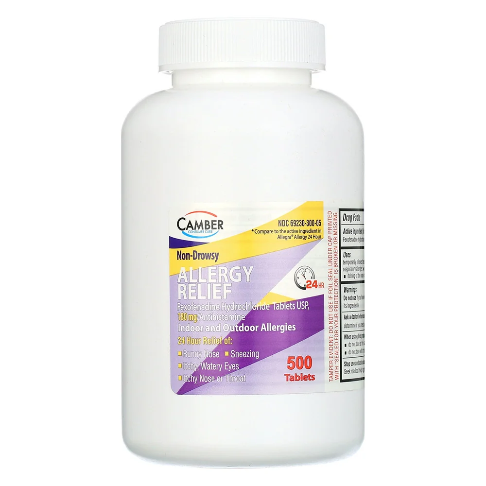 Clean Camber Non Drowsy 180 Mg Antihistamine Tablets for 24 Hour Allergy Relief 500 Ea Responsible