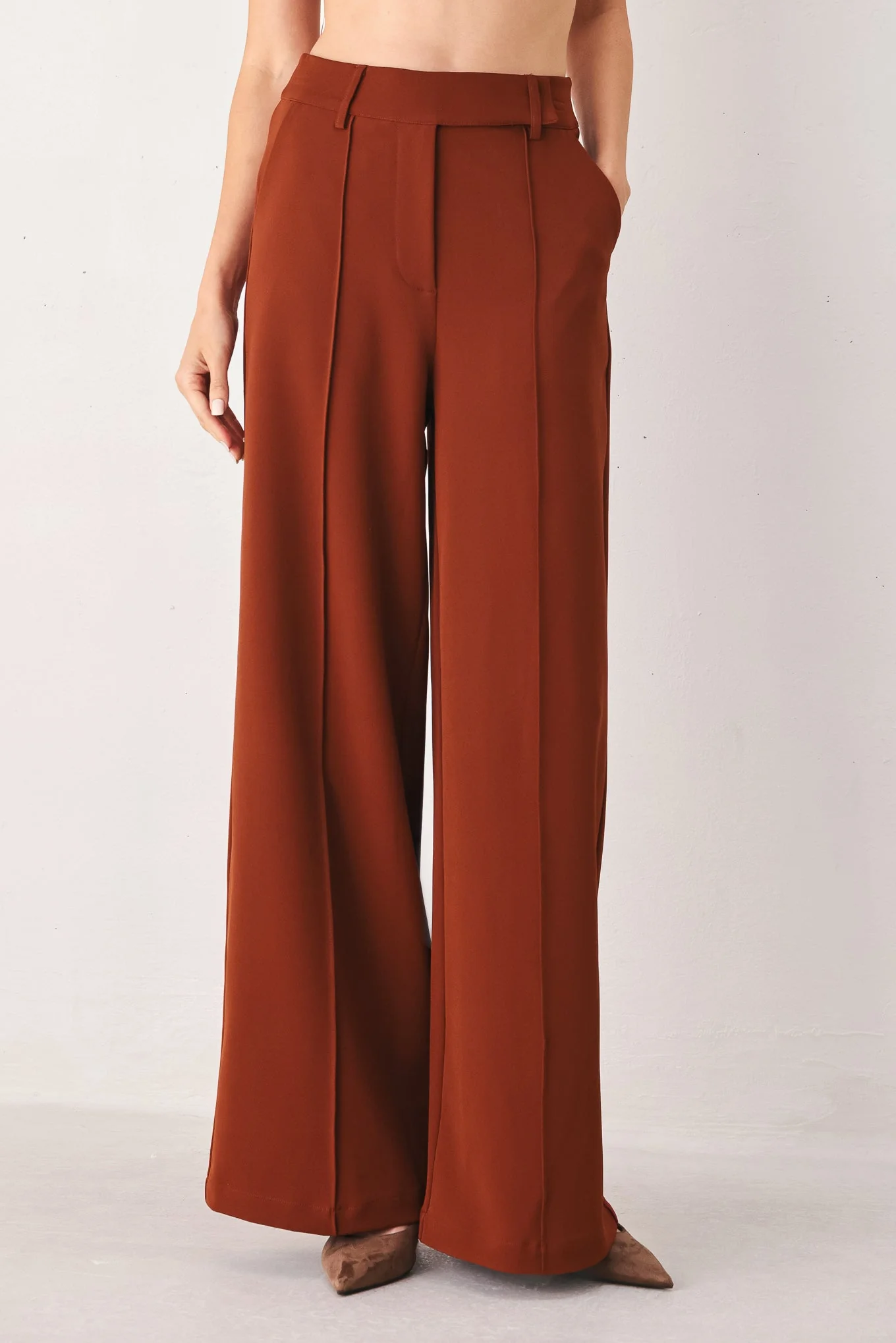 User-Friendly Autumn Rust Flowy Wide Leg Woven Pants Selected