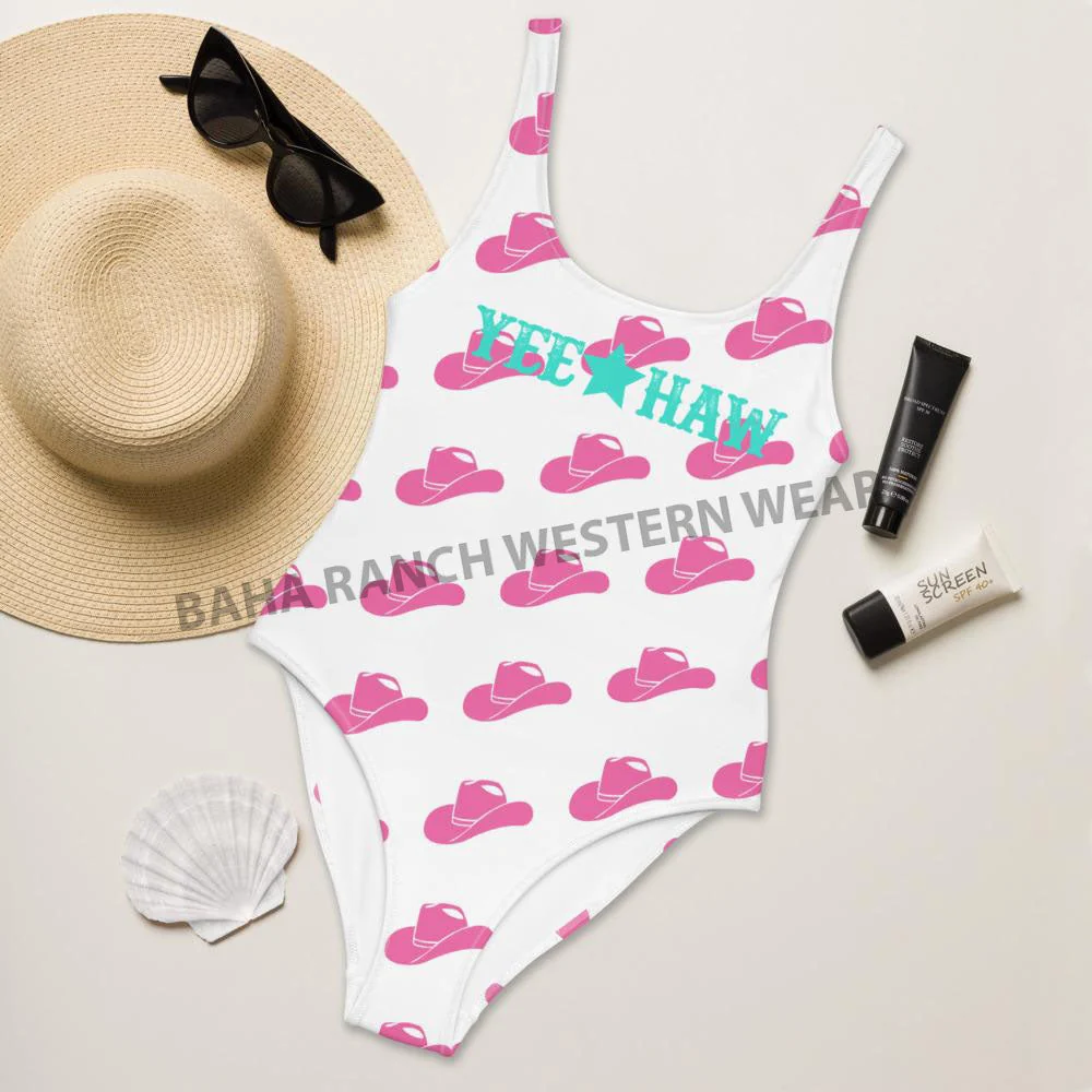 Next-Generation Yeehaw Pink Hat Yeehaw Swim Suit Stylish