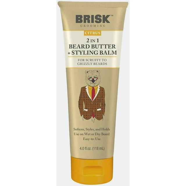 Sophisticated Brisk Grooming Citrus Beard Butter Styling Balm 4 Oz Detailed