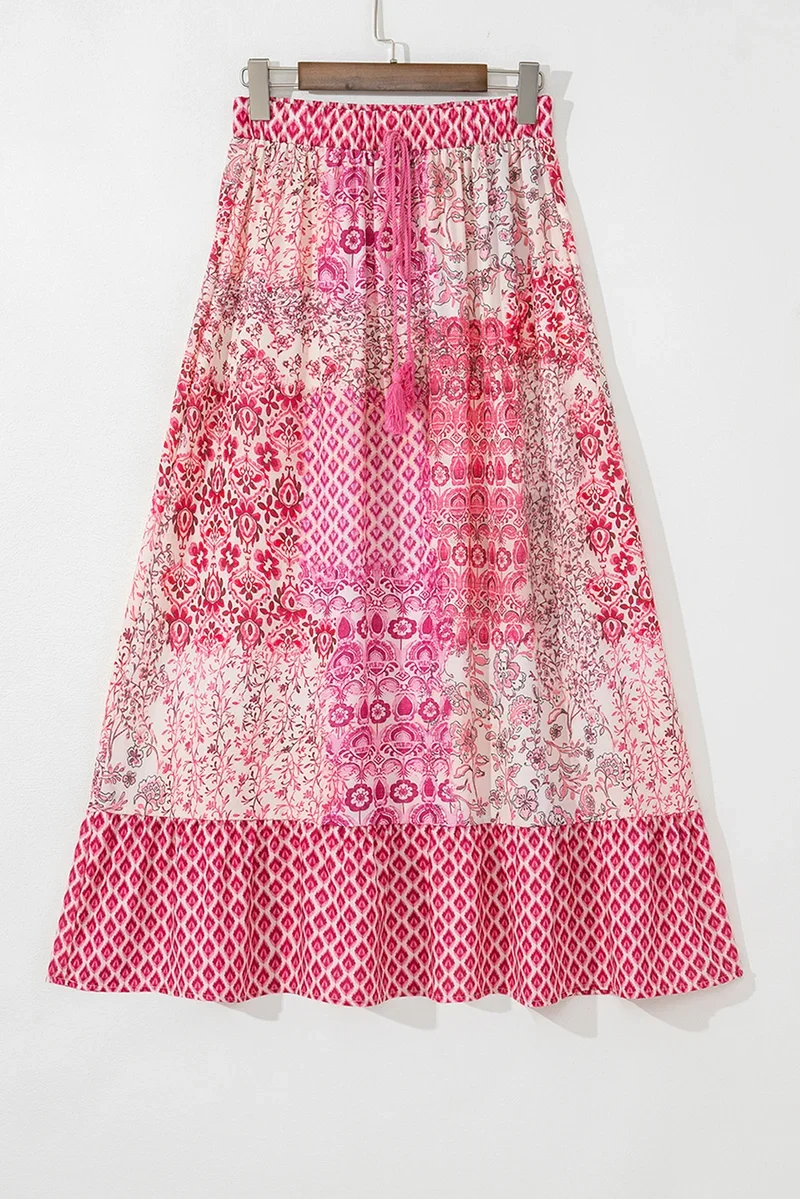 Clean Threaded Pear Tasora Elastic Waistband Maxi Skirt Premium