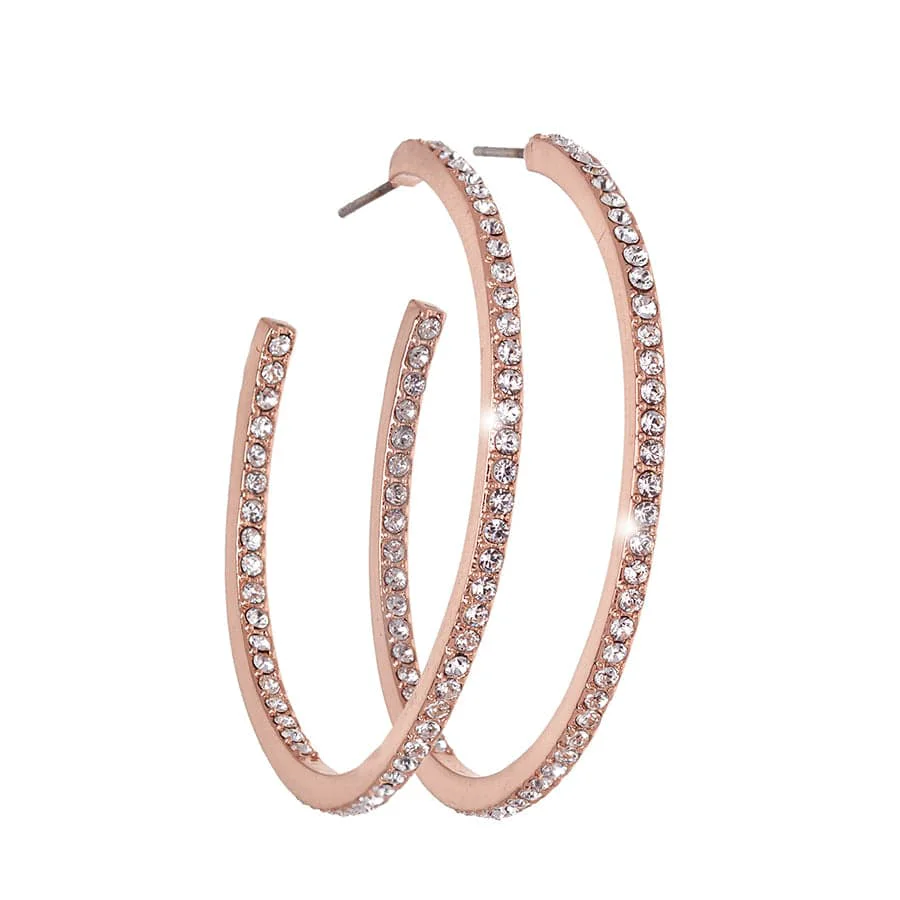 World-Class Rosegold Swaroki Crystal Earrings – Dual Swaroki Crystal Double Sided Hoop Earrings By callura Outstanding