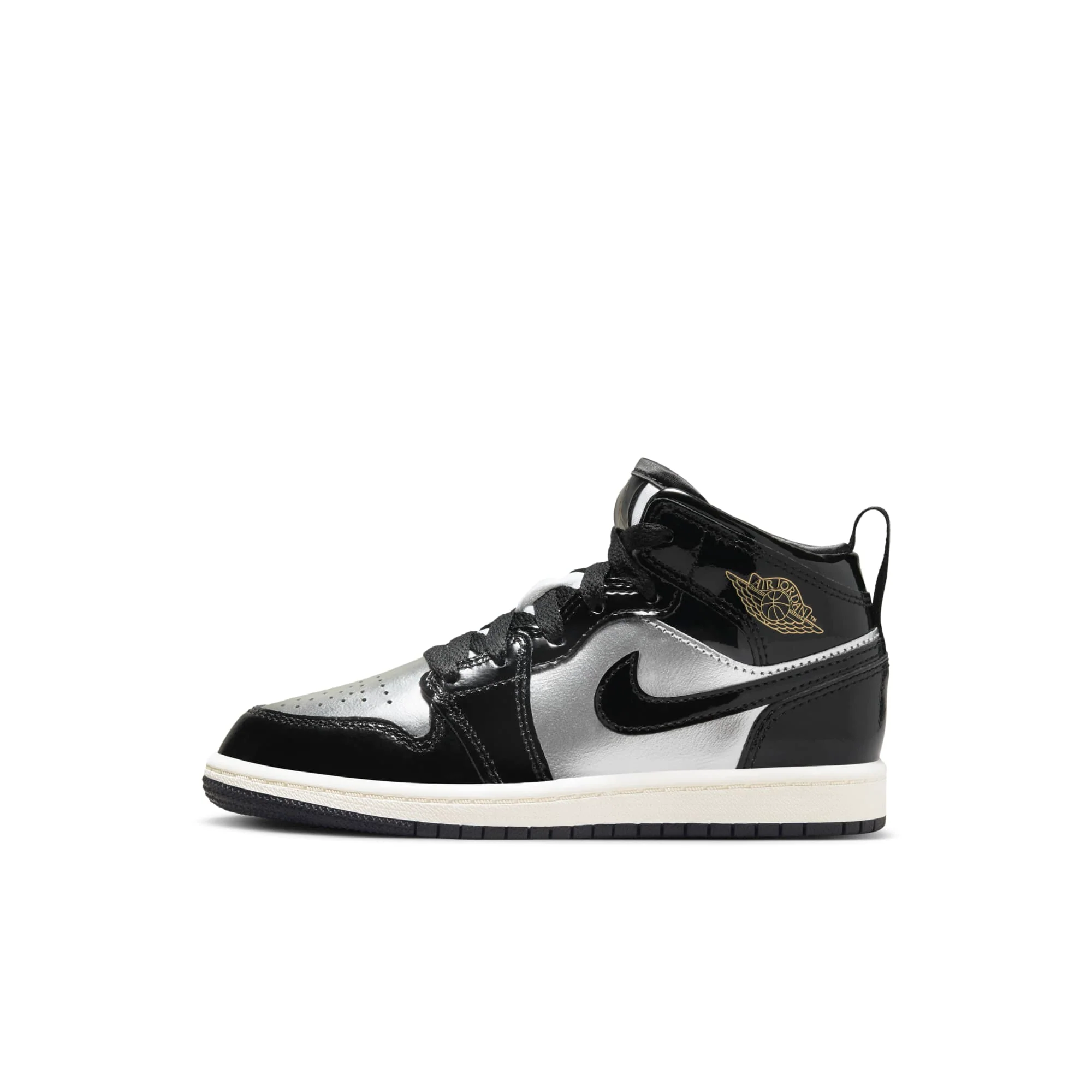 Specialty Air Jordan Preschool Retro 1 Mid Se 'Black Metallic Silver Sail Metallic Gold' Ps Sneakers Official