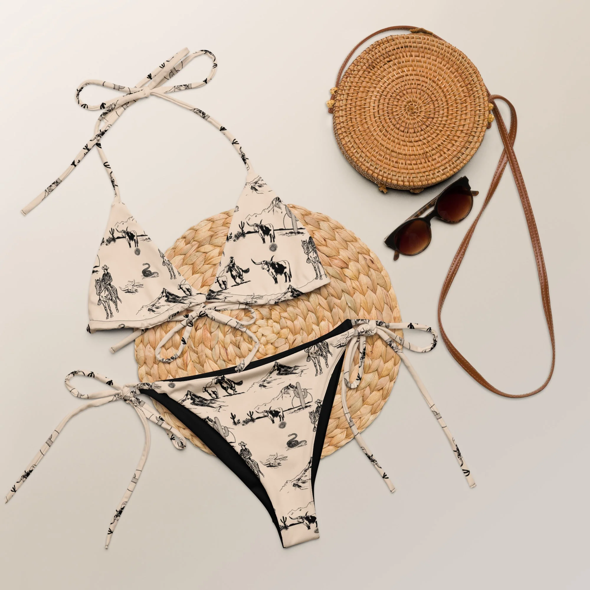 Clean Baha Ranch Yeehaw Cowboy Ranch String Bikini Prestigious