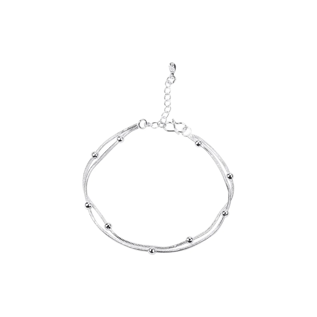 Advanced Silvertone Bead-Accent Layered Anklet Unique