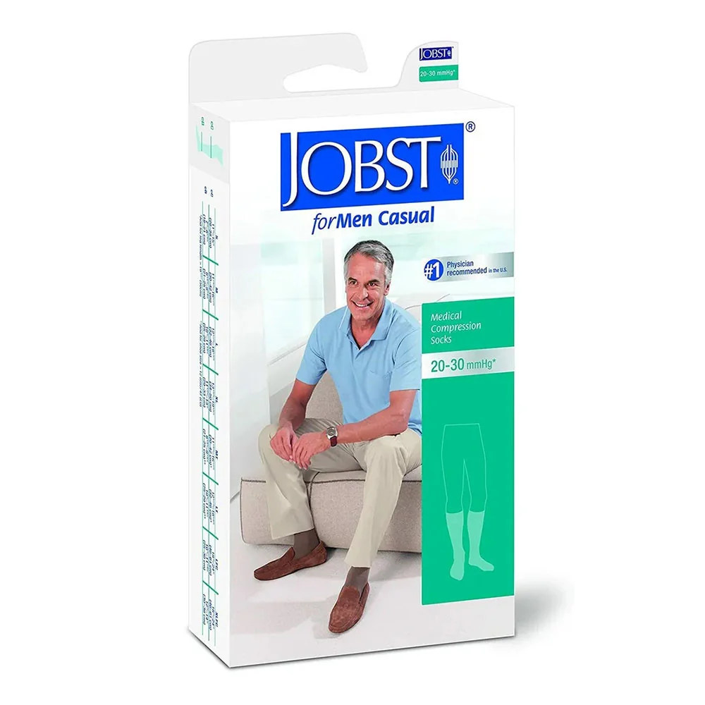 Minimalist Jobst for Men Casual Knee High Socks 20 to 30 Mmhg Khaki Small 1 Ea Top-Quality