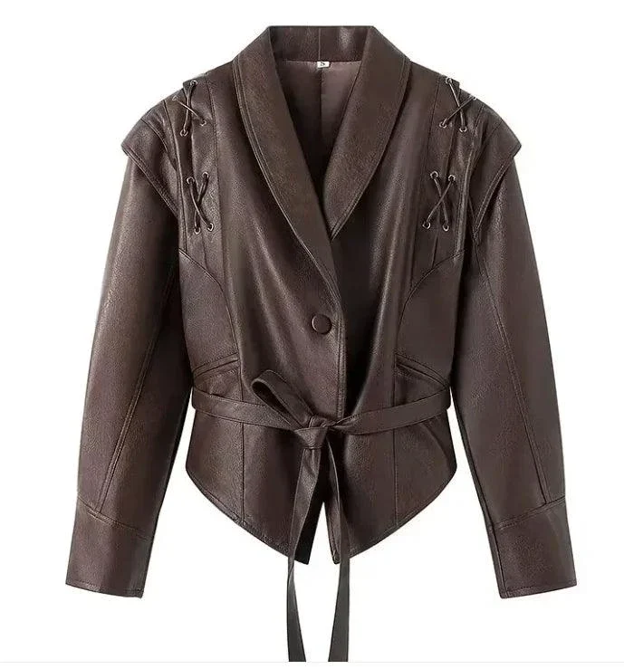 Smooth MANDOTOS Casual Long Sleeve Polyester Coat in Classic Brown with Loose Fit For Women Outerwear Crafted
