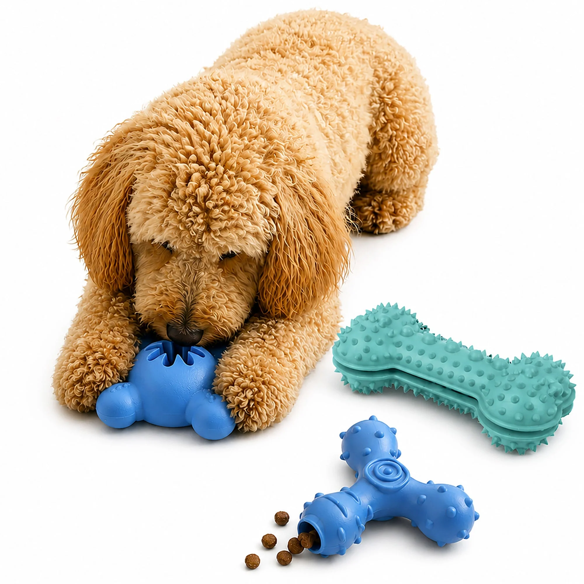 Fine Pet Life ® 3-Piece Plush Tug Fetch and Squeaking Interactive Dog Toy Set - Blue Breathable