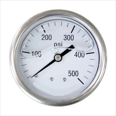 Casual Oil Filled Air Pressure Gage 2.5 1 4 NPT Rear Back Mount Gauge- 500 Psi Functional