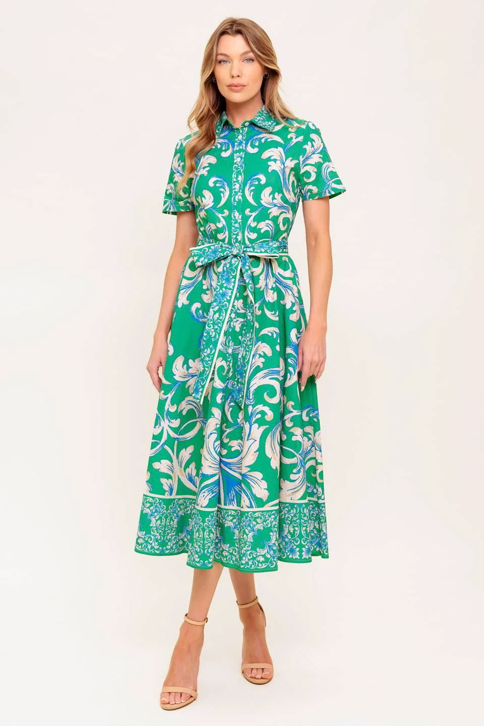 Casual Summer Bouquet Woven Midi Dress Premium
