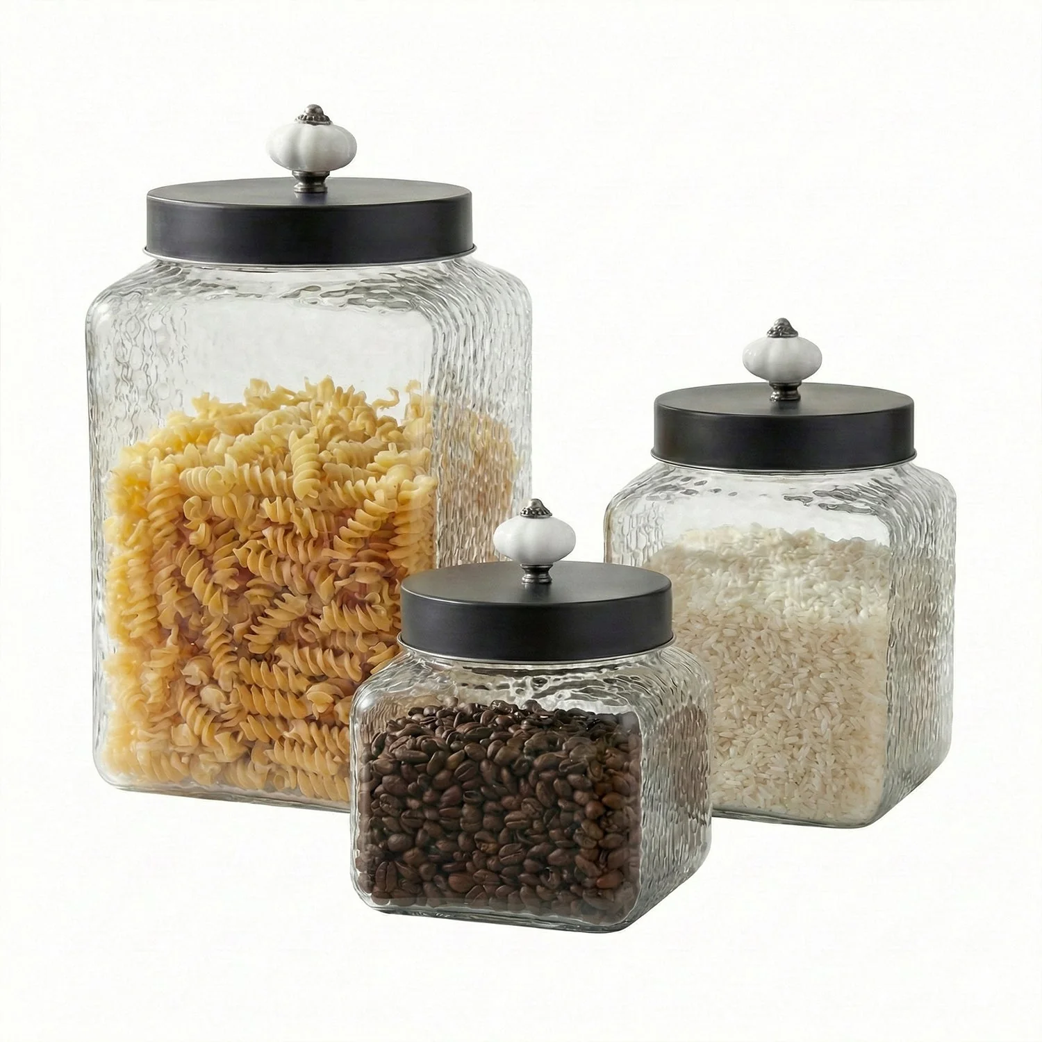 World-Class Jay Companies Hammered Square 3Pc Canister Set Classic