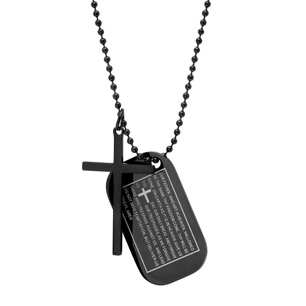 Responsible Our Father Prayer Dog Tag And Cross Pendant Smart