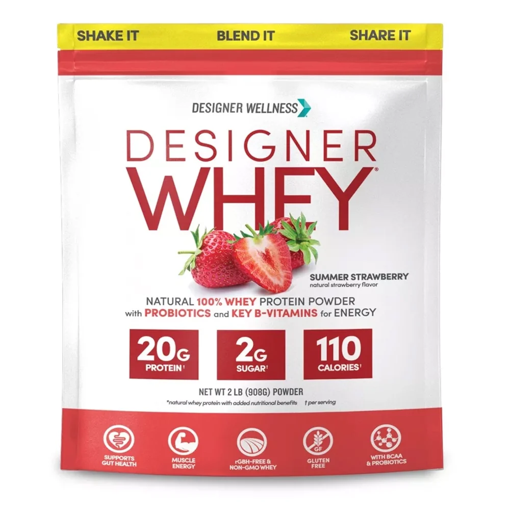 Breathable Designer Whey Protein Powder Summer Strawberry Muscle Recovery and Energy Support Formula 2Lb 908g Traditional