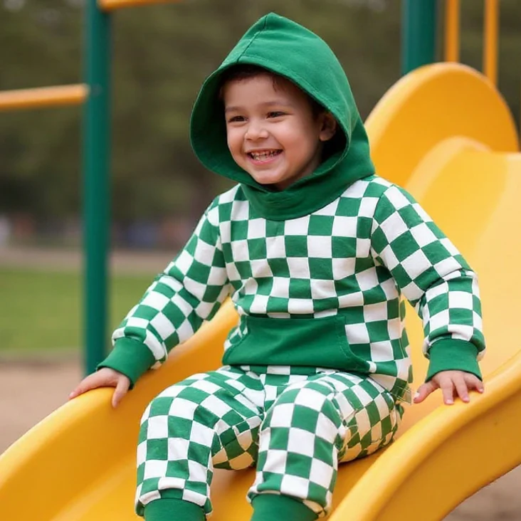 Secure Greatest Green Checker Hooded Jogger Set Convenient