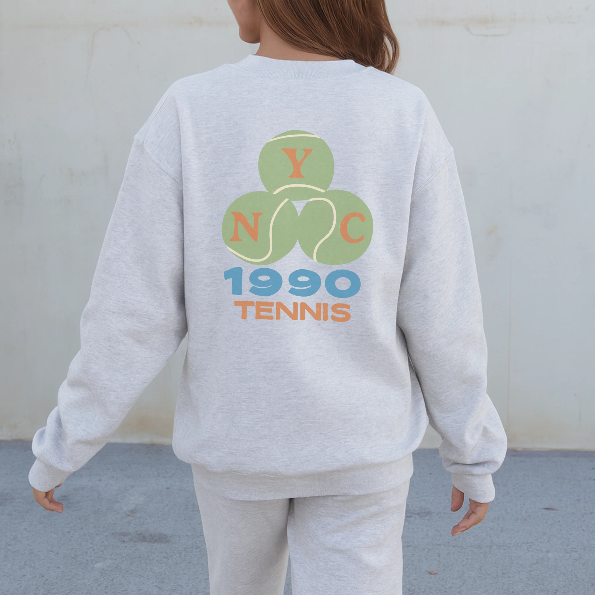 Artisan NYC 1990 Tennis Crewneck Sweatshirt – Vintage Sport Graphic Pullover Reusable