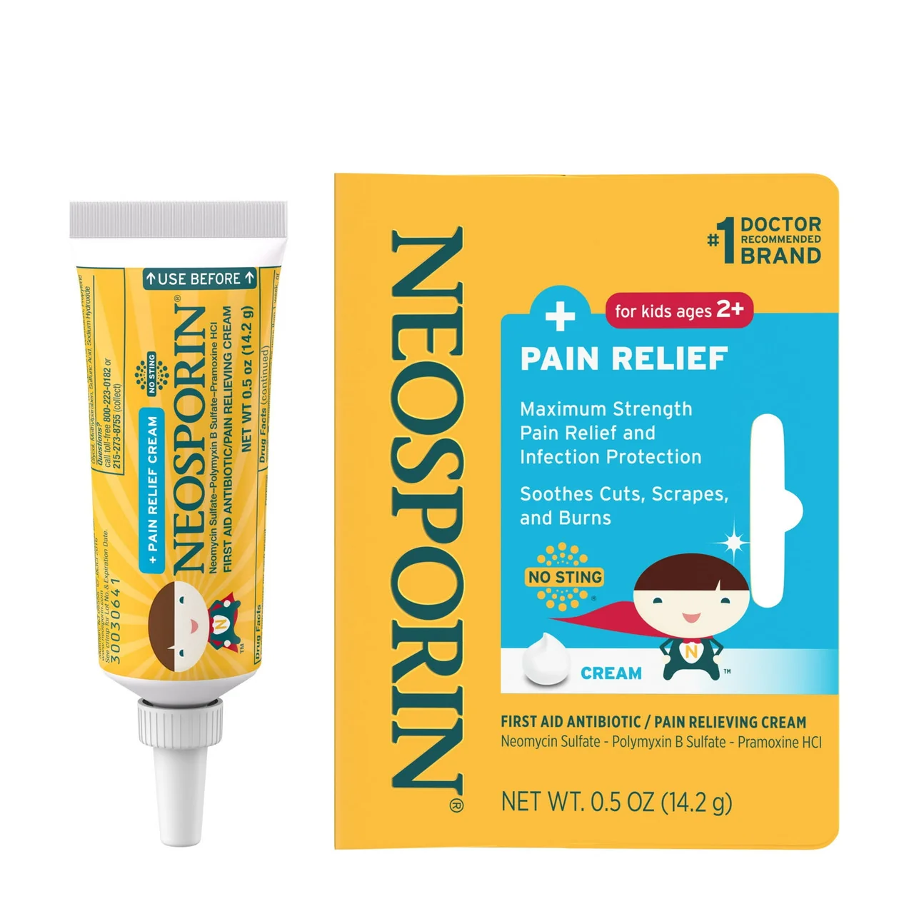 Elegant Neosporin Pain Relief Dual Action First Aid Antibiotic Cream for Children 0.5 Oz Pure