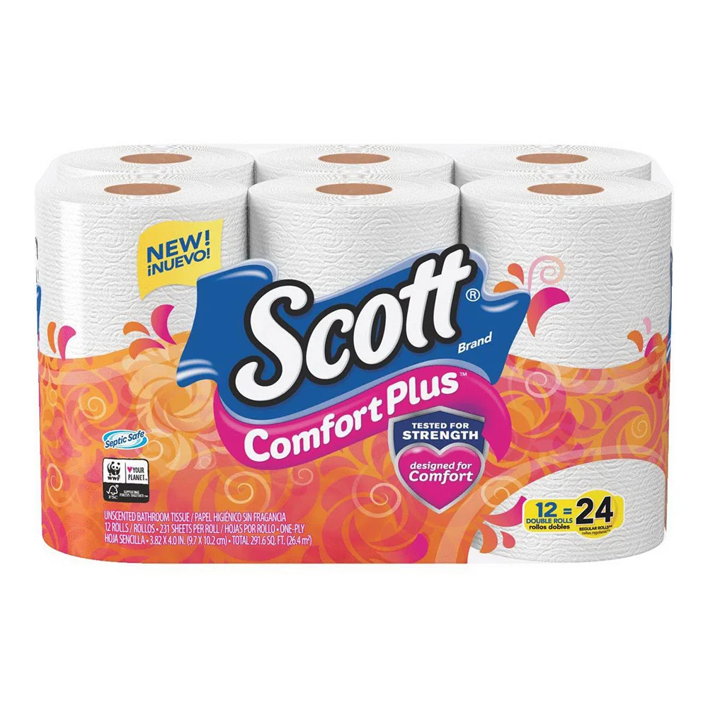 Verified Scott Comfort Plus Toilet Paper 12 Double Rolls 12 Ea High-Grade