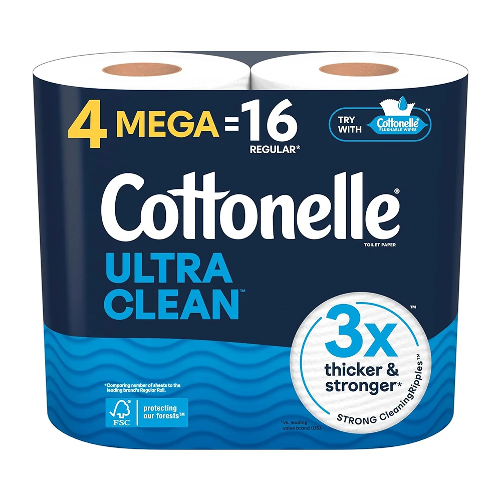 Sustainable Cottonelle Ultra Clean Toilet Paper Mega Rolls for Strong and Effective Cleansing 4Ea Elite