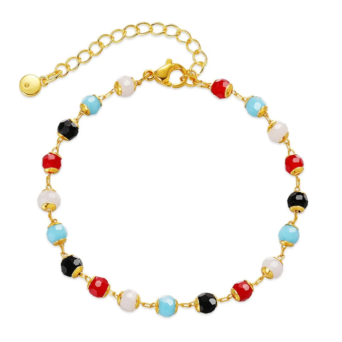 Advanced Red Acrylic Goldtone Multicolor Station Bracelet Powerful