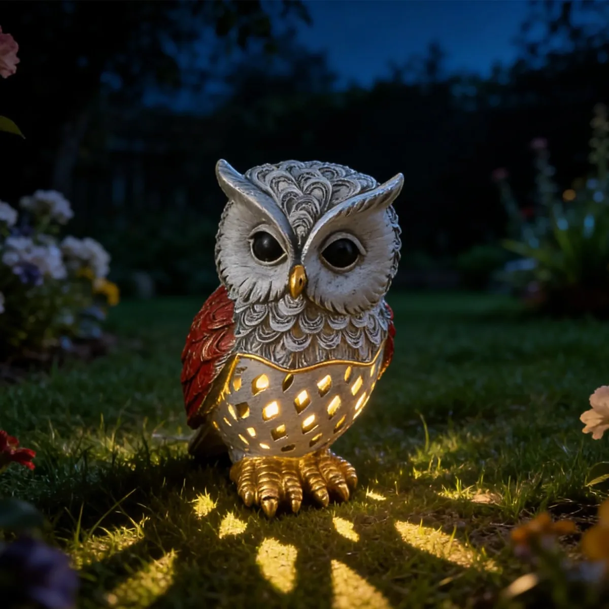 Authentic Cute Owl Resin Solar Powered Light Functional
