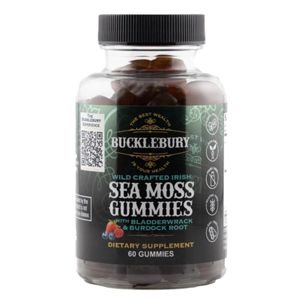 Crafted Buckleberry Sea Moss Gummies with Bladderwrack and Burdock Root Support Immune Health Digestion and Vitality 60Ea Safe