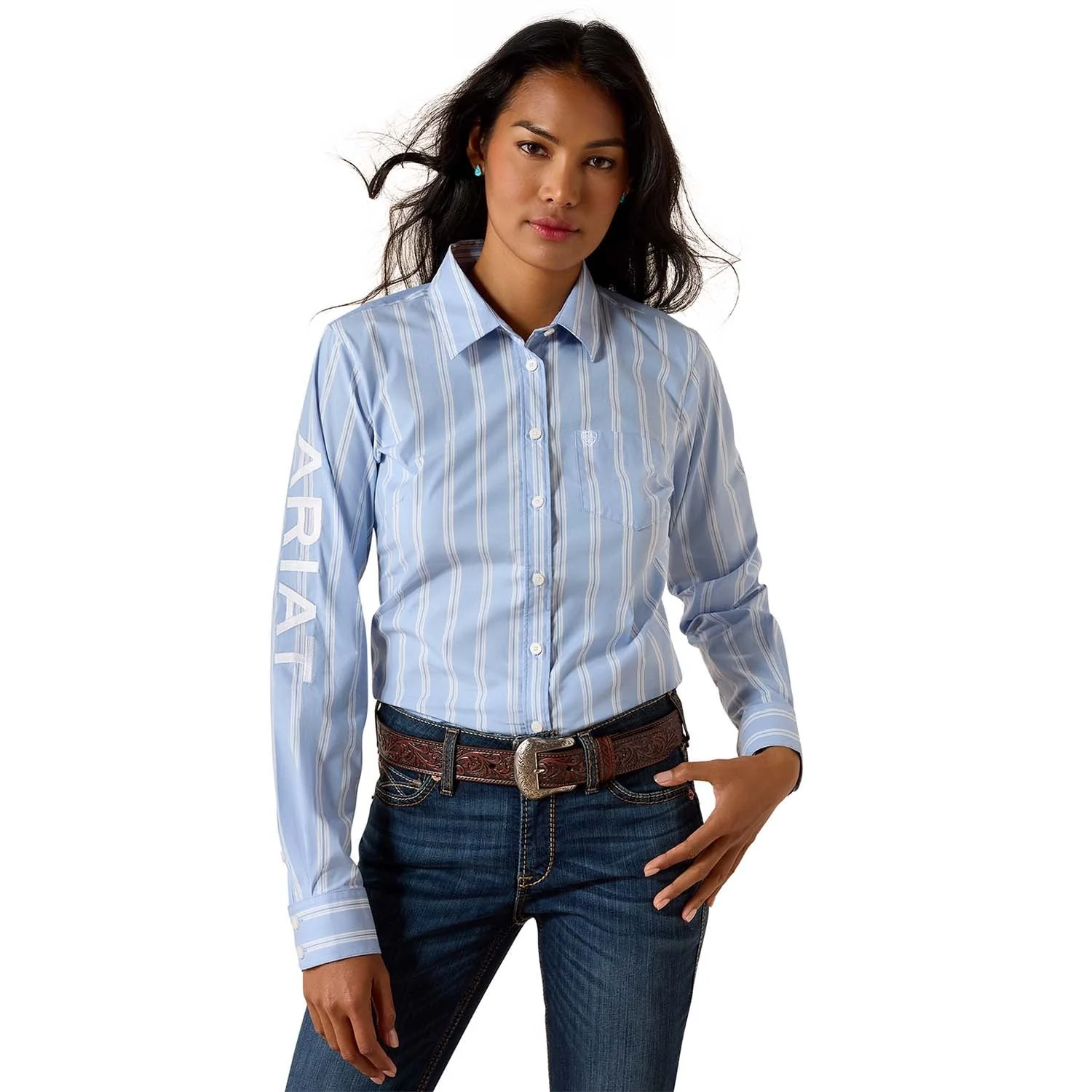 Top-Quality Ariat Women s Team Kirby Performance Shirt – Stretch Poplin Athletic Fit High-Performance