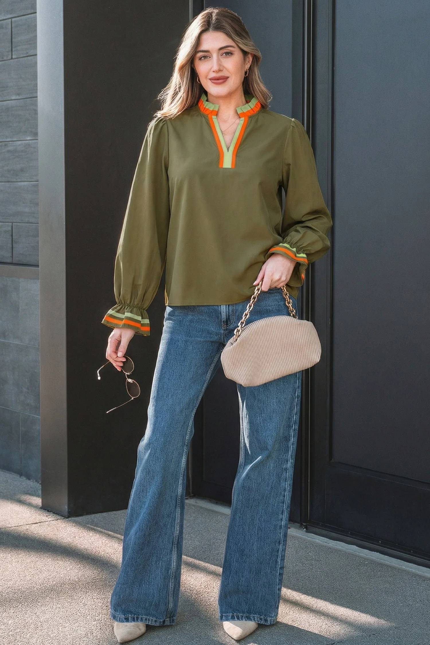 Advanced Threaded Pear Marie Long Sleeve Blouse Long Sleeve Top Minimalist