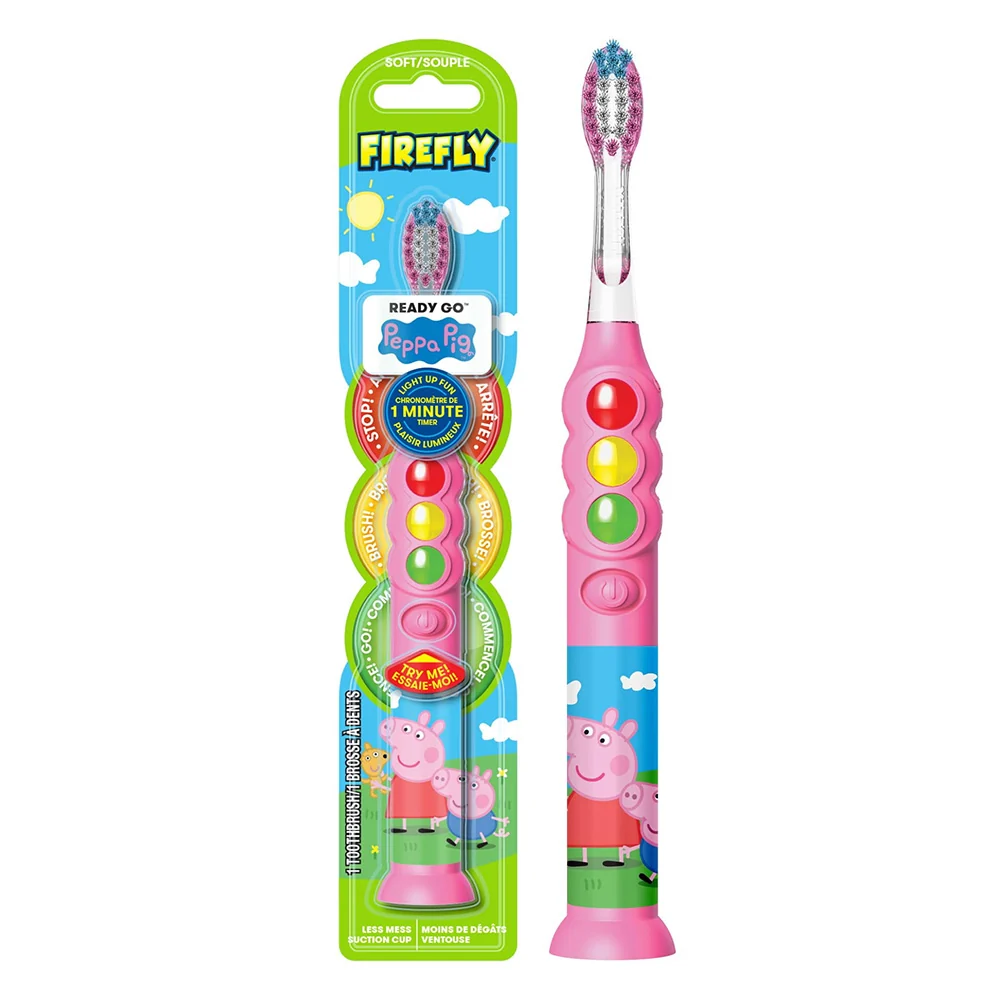 Classic Firefly Peppa Pig Kids Toothbrush with Light Up Timer 1 Minute Soft Bristles 1Ea Contemporary