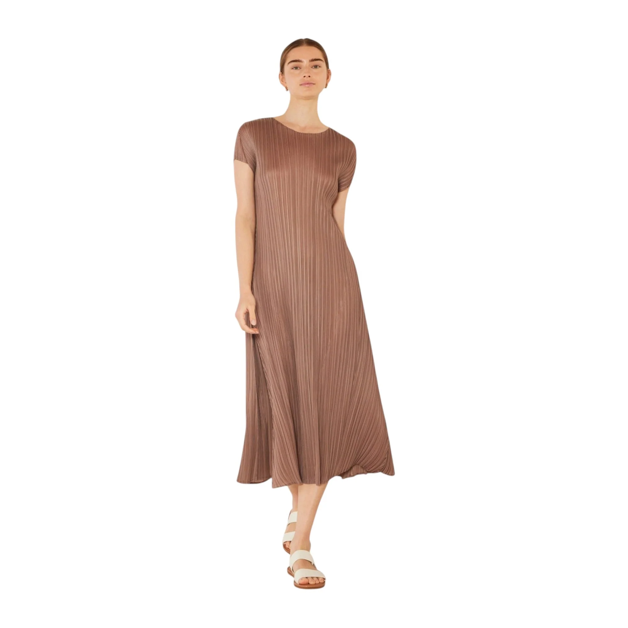 World-Class Marina West D01CS Pleated Cap Sleeve Midi Dress Easy-to-Use