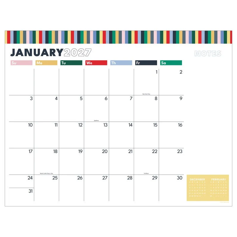 Unique 2027 Long Weekend Medium Desk Pad Monthly Blotter Calendar Trusted
