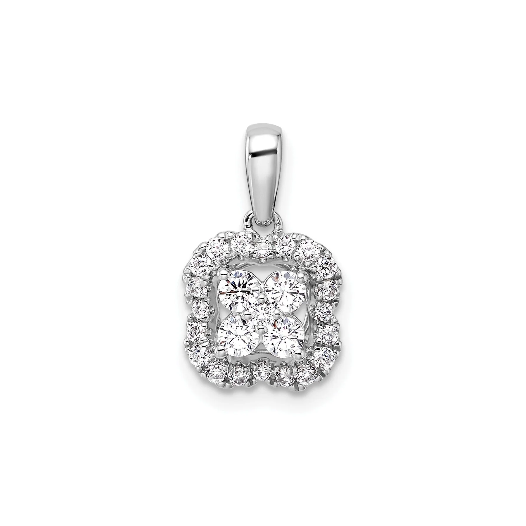 Recyclable 14k White Gold Lab Grown Diamond Square Halo Pendant 3 8 ct Casual