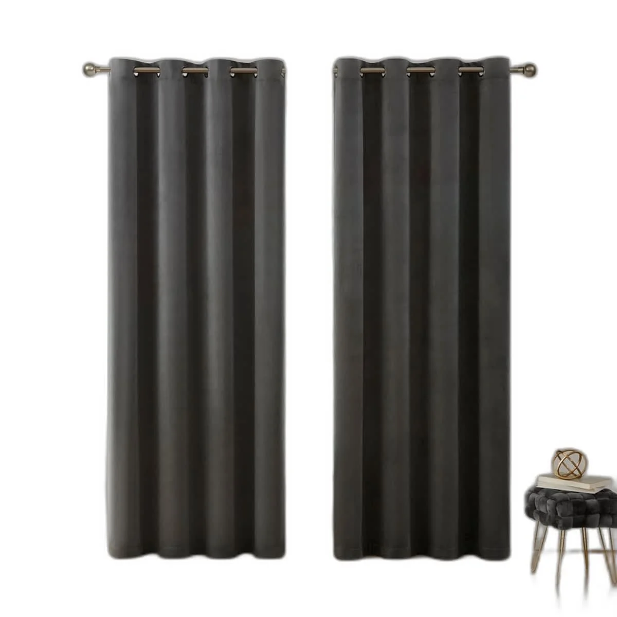 Verified Thd Grace Velvet Premium Soft Grommet Window Treatment Curtain Drapery Panels - Set of 2 Panels Original