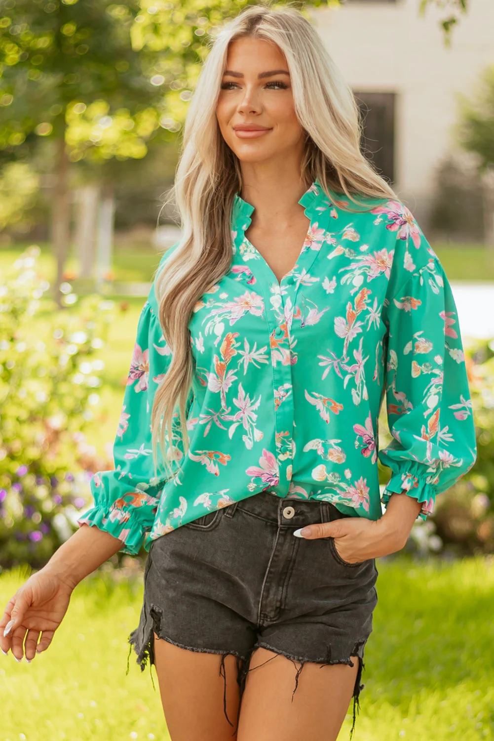 Certified Threaded Pear Bella Lantern Sleeve Front Shirt User-Friendly