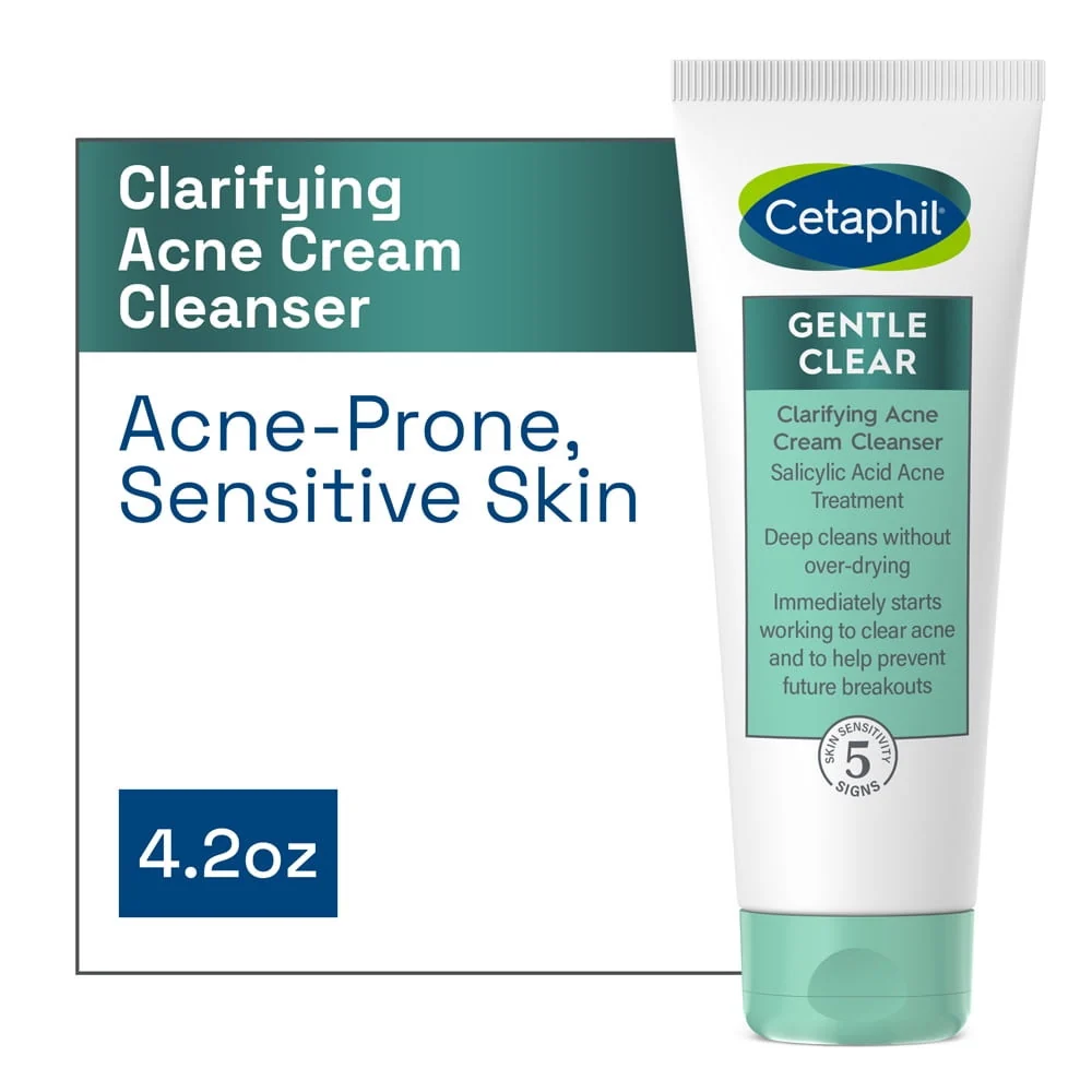 Versatile Cetaphil Gentle Clear Acne Face Wash Cream Facial Cleanser 4.2 Oz Safe