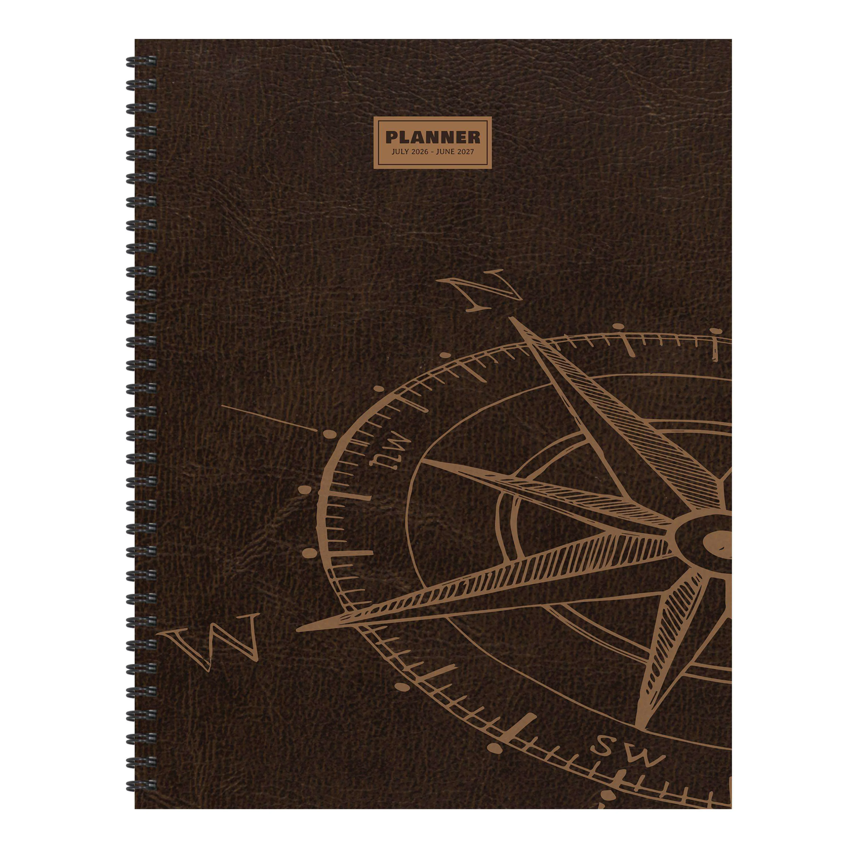 Excellent July 2026 - June 2027 Leather Compass Weekly Monthly Planner High-End