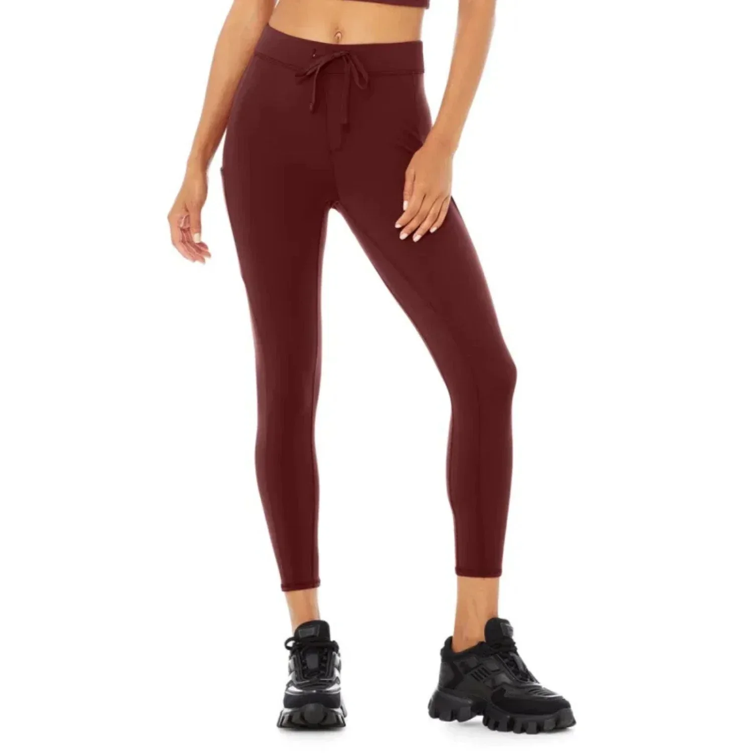 Consistent Alo Yoga 78 High waist Checkpoint Drawstring Waist Women's Leggings — Cranberry Artisan