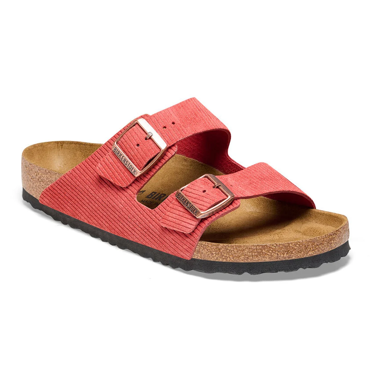 Advanced Birkenstock Arizona Suede Embossed Corduroy Sienna Red Sandals Flexible