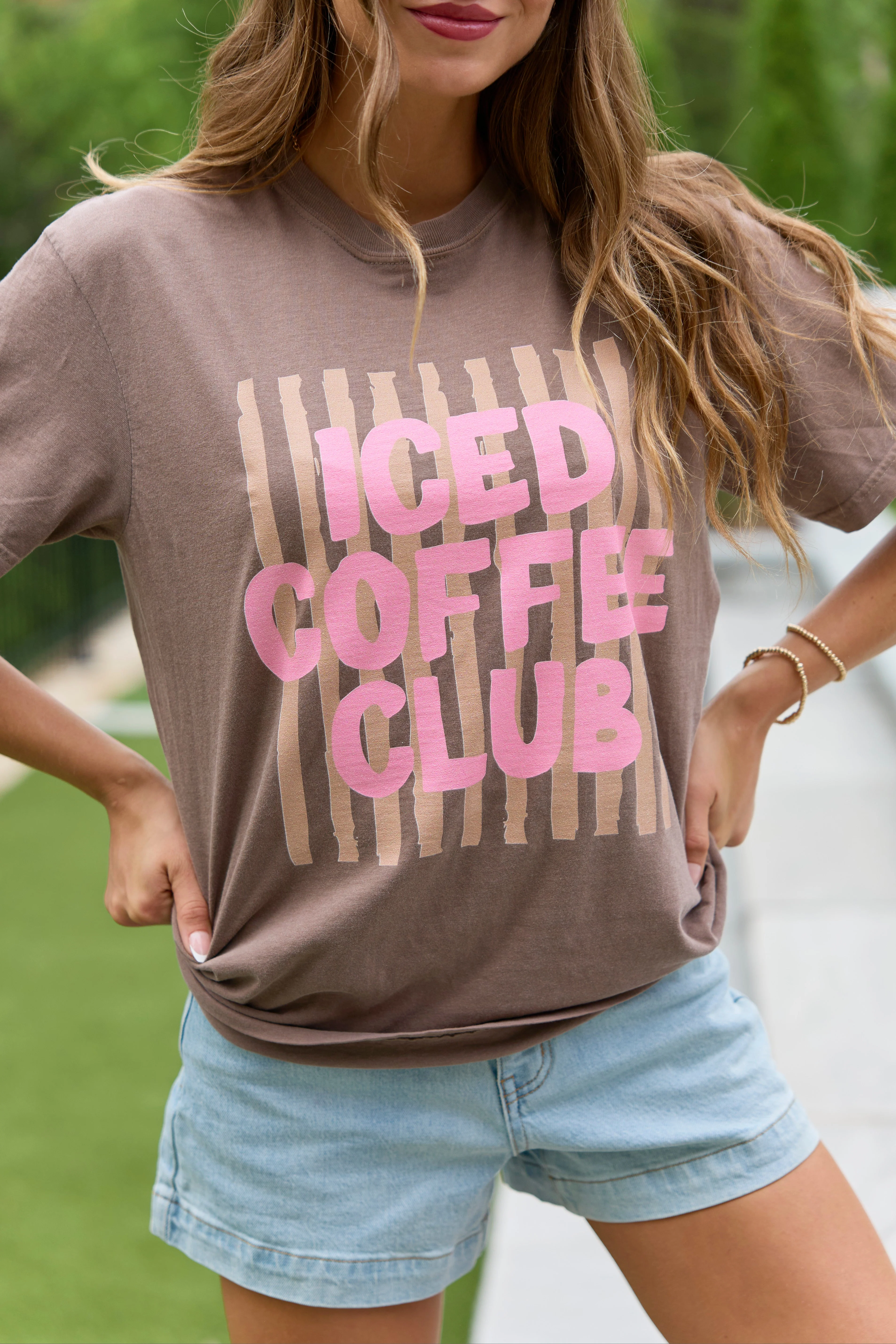 Versatile Iced Coffee Club Brown Graphic Tee Fine