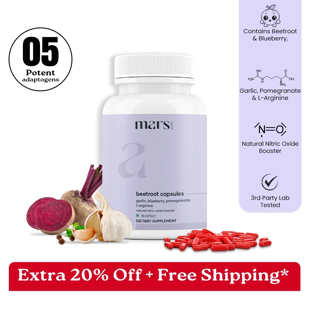 Authentic Mars Natural Nitric Oxide Booster Powered by Beetroot Garlic Blueberry Pomegranate L-Arginine Clean
