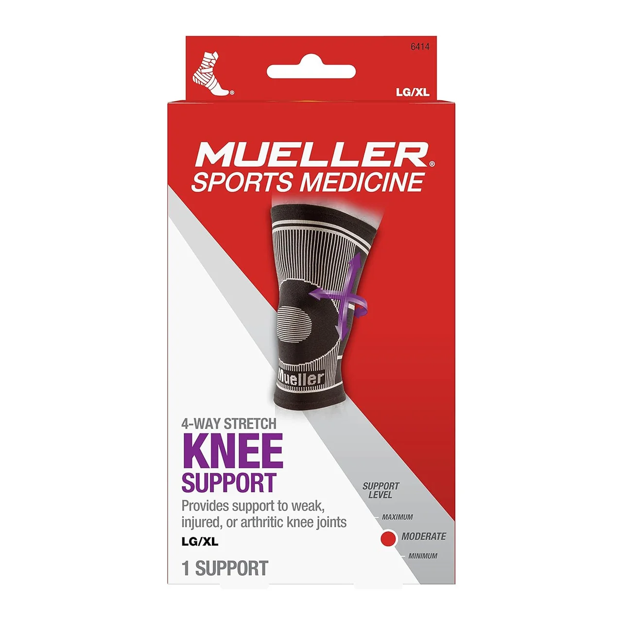 Enhanced Mueller 4-Way Stretch Knee Support Large X Large 1 Ea Reliable