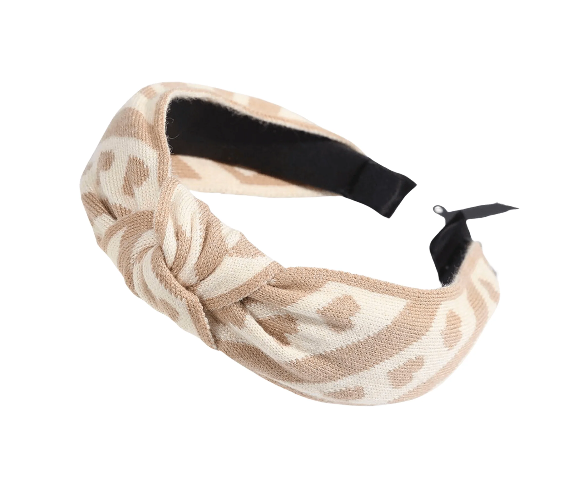 Fine Cream Brown Knotted Heart Headband Premium