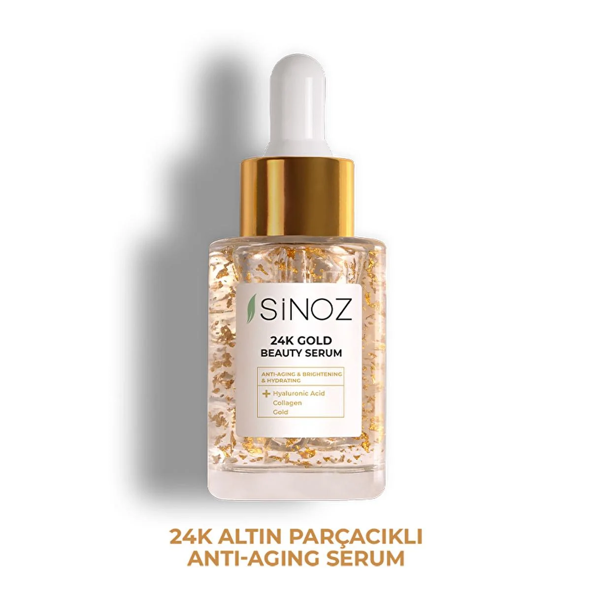 User-Friendly Sinoz 24K Gold Facial Serum Anti-Aging Collagen Hyaluronic Acid Serum for Radiant Firm and Hydrated Skin - All Skin Types Easy-to-Use