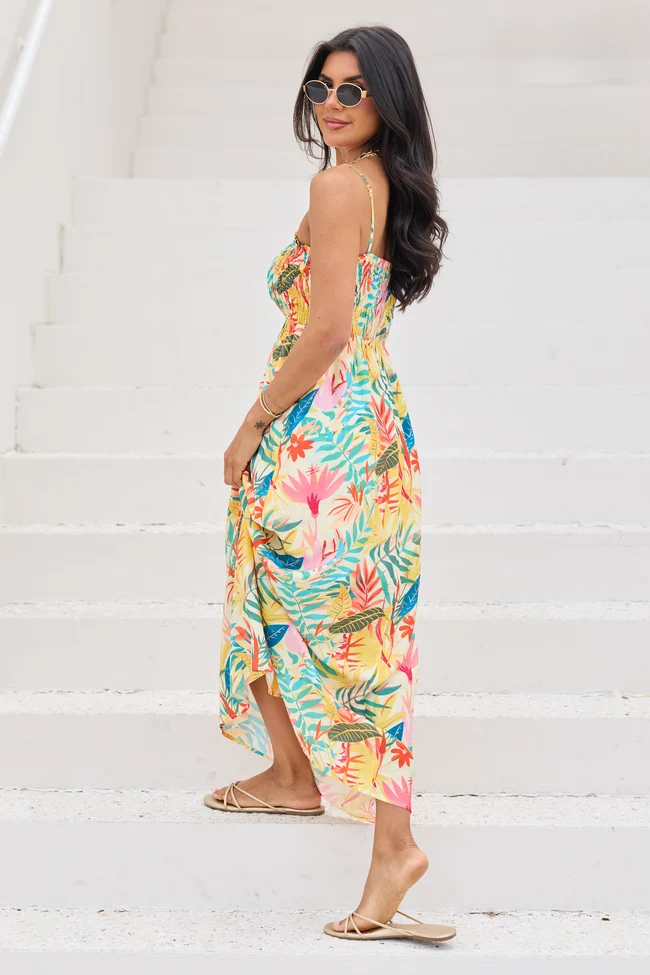 User-Friendly Aria Multi Palm Print Maxi Dress Original Design
