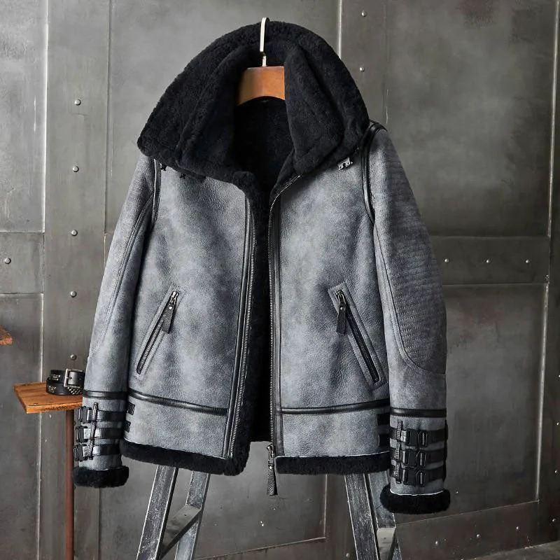 Elite Shearling Coat Mens B3 Bomber Jacket Short Fur Coat Jacket Environmentally Friendly
