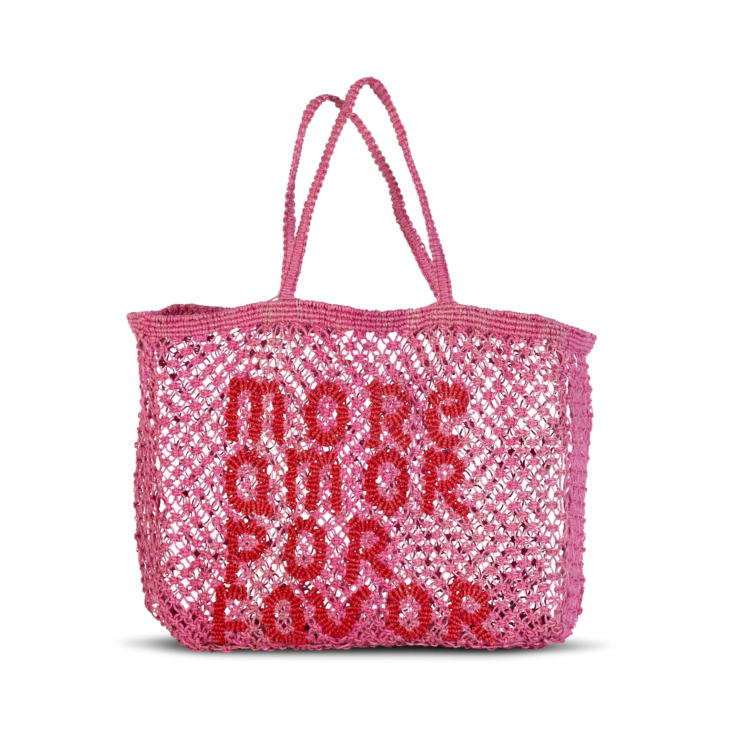 Fast More Amor Por Favor Macrame Jute Tote First-Class