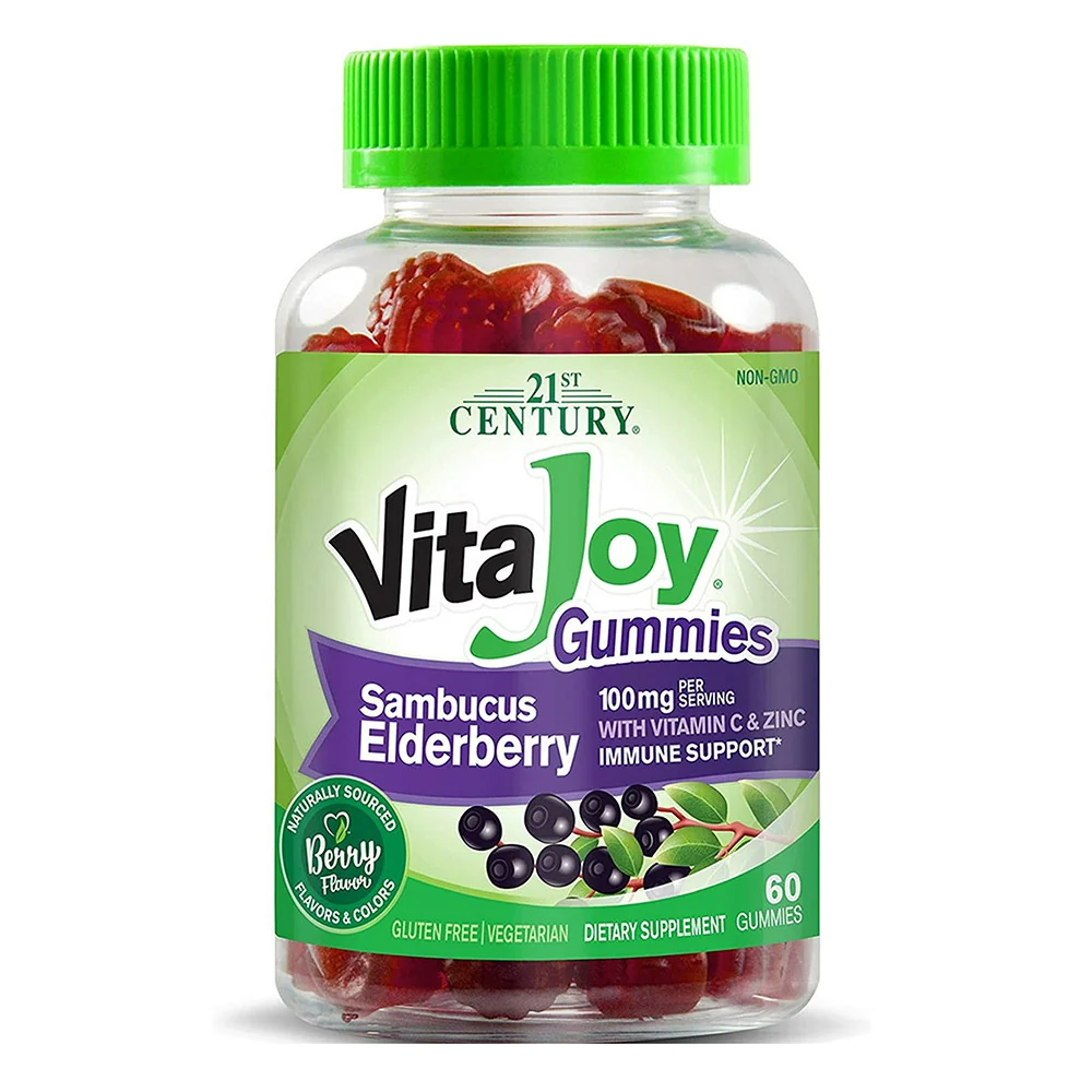 Smooth 21st Century Vita Joy Sambucus Elderberry Dietary Supplement Gummies Berry Flavor 60 Ea Stylish