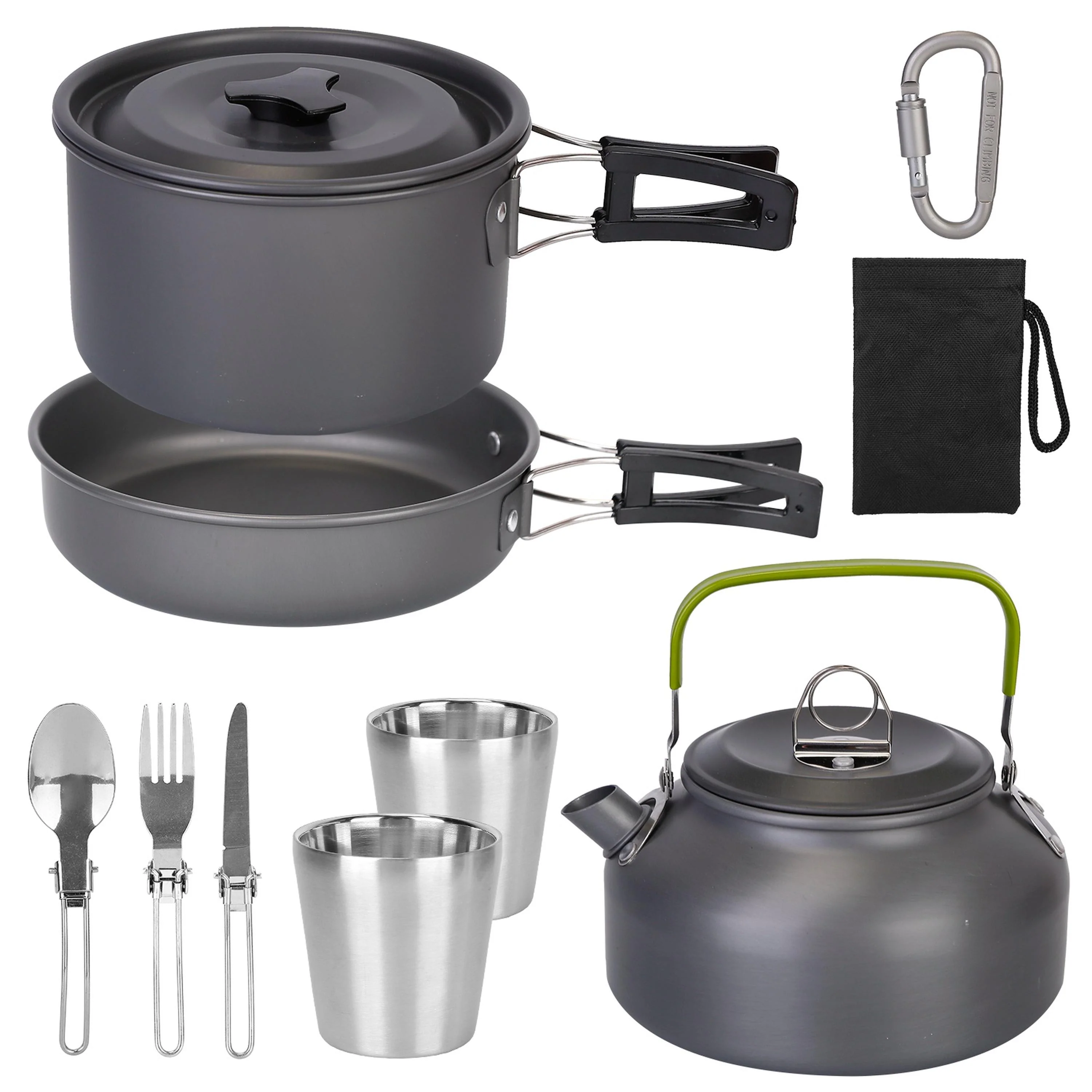 Dependable Fresh Fab Finds 12Pcs Camping Cookware Set Camping Stove Aluminum Pot Pans Kit for Hiking Picnic Outdoor with Cup Fork Spoon Knife Premium