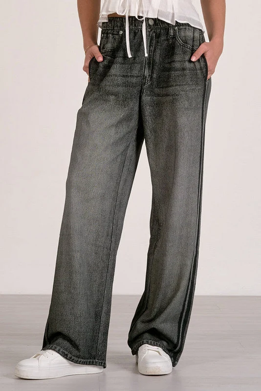 Elegant Jojo Denim Track Sweatpants Charcoal Prestigious